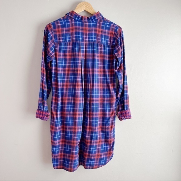 J.Crew Flannel Shirt Dress with‎ Pockets in Red & Blue Plaid, Size XS - Picture 11 of 14